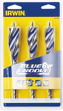 Irwin träborrsats 3-del Blue Groove 6X