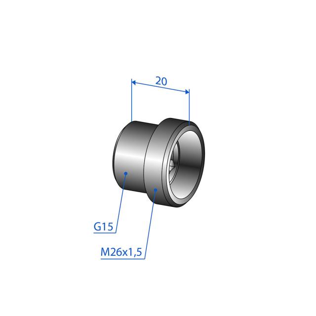 Övergångsnippel M26X1,5X15  (2 st)