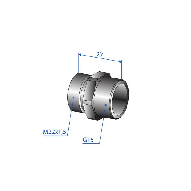 Trio övergångsnippel utv.g. R15xM22x1,5, (2 st)