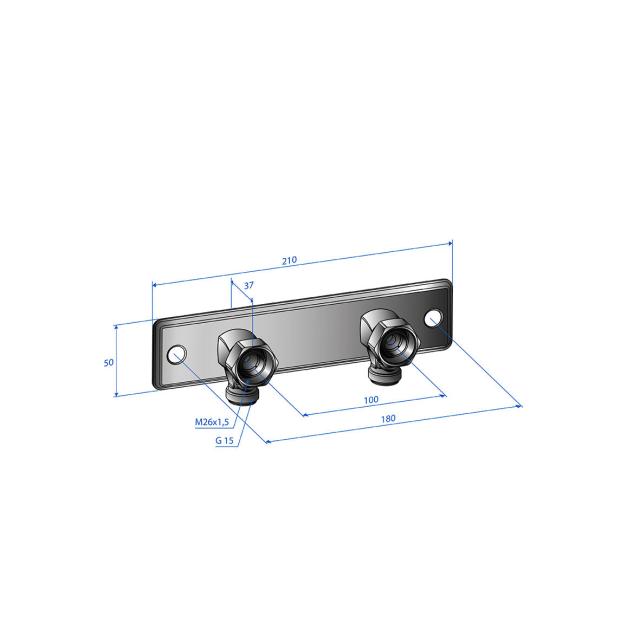 Trio blandarfäste R15 100 c/c