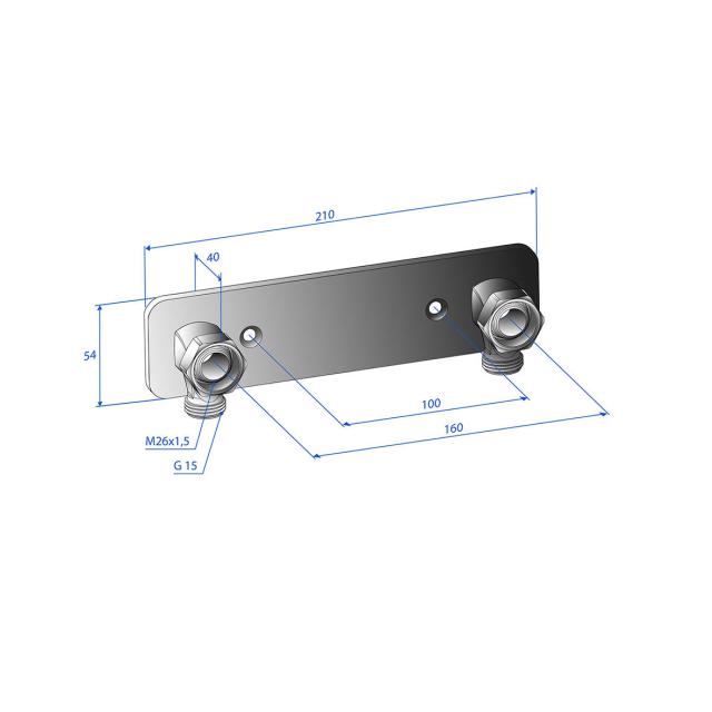 Trio blandarfäste DesignLine R15 160 c/c