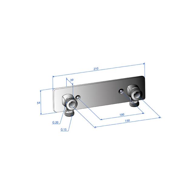 Trio blandarfäste DesignLine R15 160 c/c