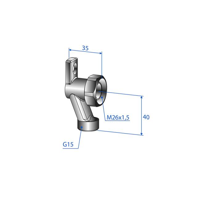 Trio vinkelkoppling M26X1,5XR1/2, med lekande mutter (2-pack)