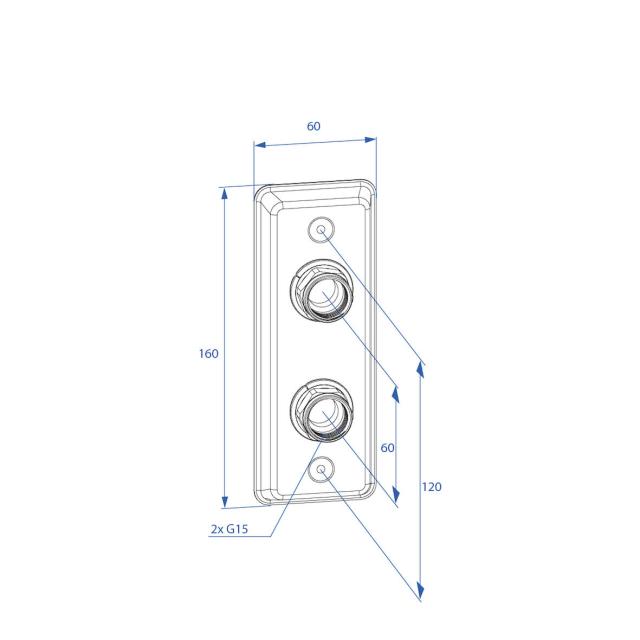 Trio väggbricka 15X2,5XR15 PEX, 60 c/c, 2-håls