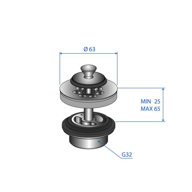 Trio bottenventil med propp G32