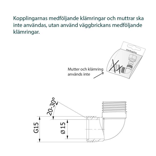 Trio väggbricka DesignLine, 15 PEX, 1 håls, inv. lekande mutter