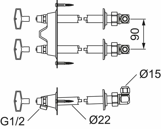 FMM 4282-0050 dubbel vattenutkastare