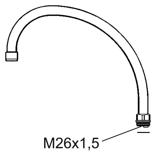 FMM 3817-0000 utloppspip, svängbar utv.g. M26x1,5