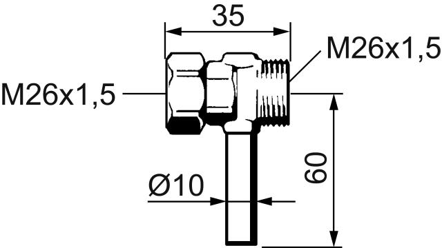 FMM 2966-1500 mellankoppling M26X1,5 avstick 10 mm pluggad