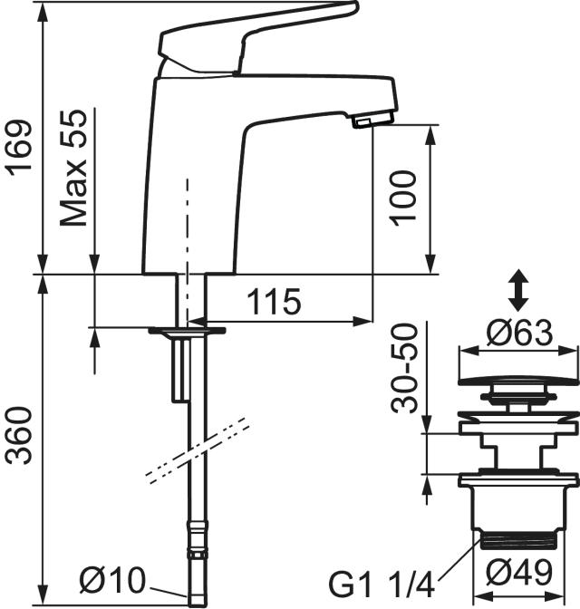 FMM 8353 Siljan tvättställsblandare, med push-open ventil