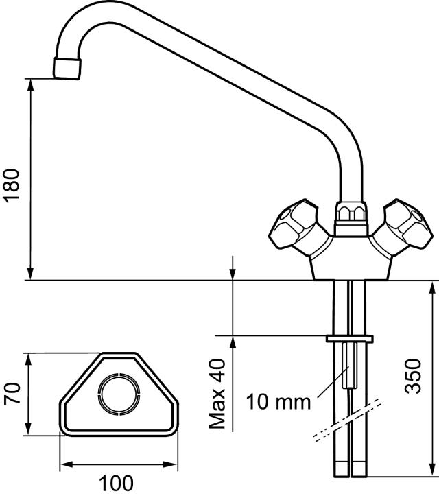 FMM 3007-1610 köksblandare 2-grepp, med stödplatta