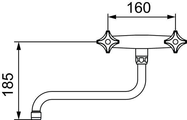 FMM 3028-0610 köksblandare 2-grepp, 160 c/c, för vägg