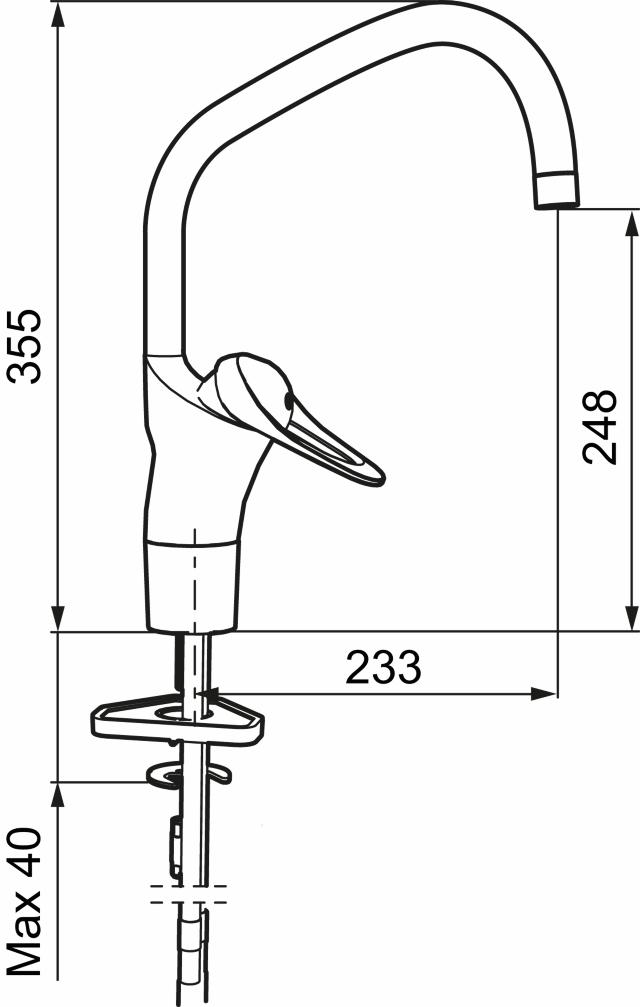 FMM 8020 9000E II köksblandare, 1-grepp Ecosafe, utan dm-avst, J-pip