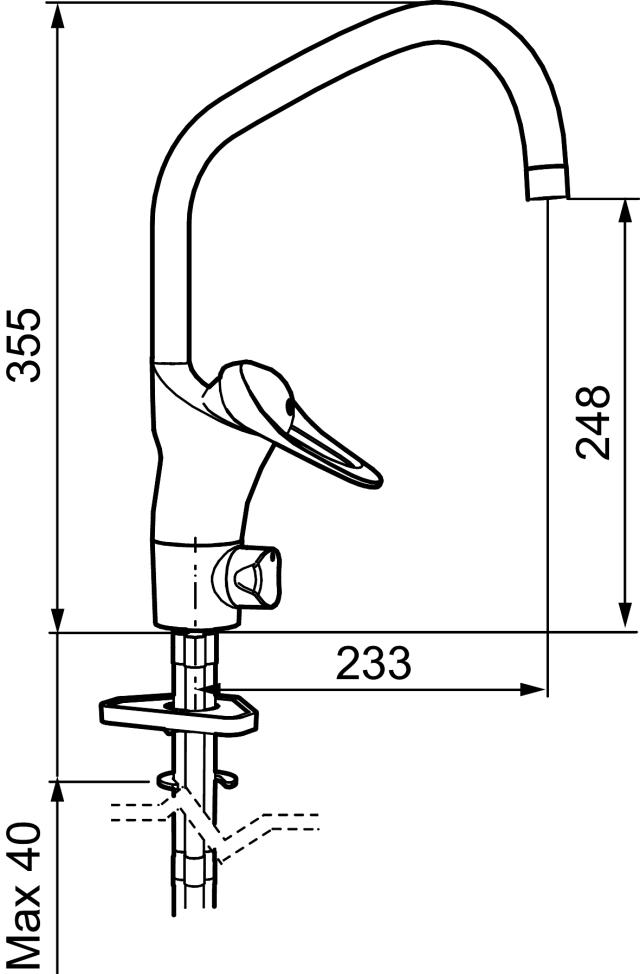 FMM 8020 9000E II köksblandare, 1-grepp Ecosafe, med dm-avst, J-pip