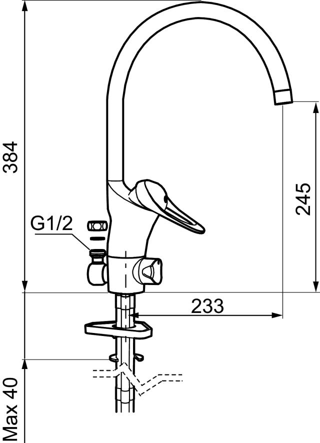 FMM 8003-0000, 9000E II köksblandare, 1-grepp för bänkdiskmaskin, Ecosafe, 