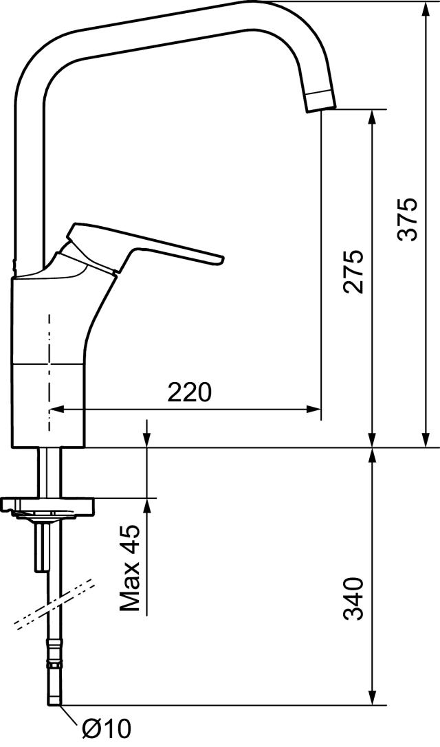 FMM 8300 Siljan köksblandare 1-grepp, utan dm-avst,, J-pip