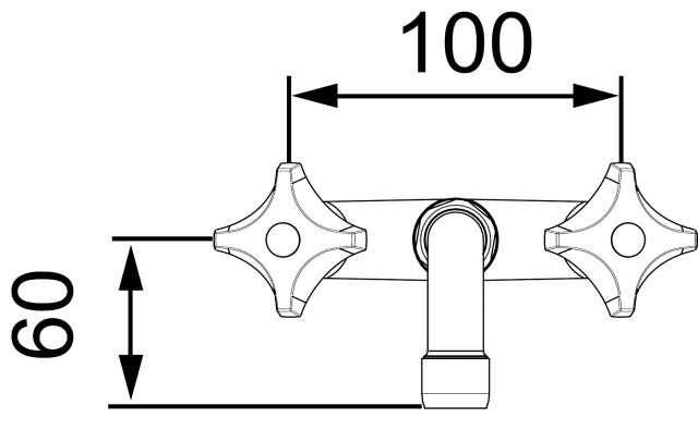 FMM 3055-0610 blandare för utslagsback 100 c/c, med fast pip