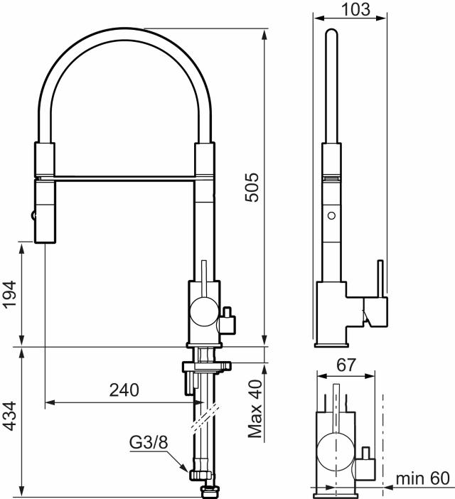 Mora INXX II 272151 förkromad Miniprofi köksblandare hög pip