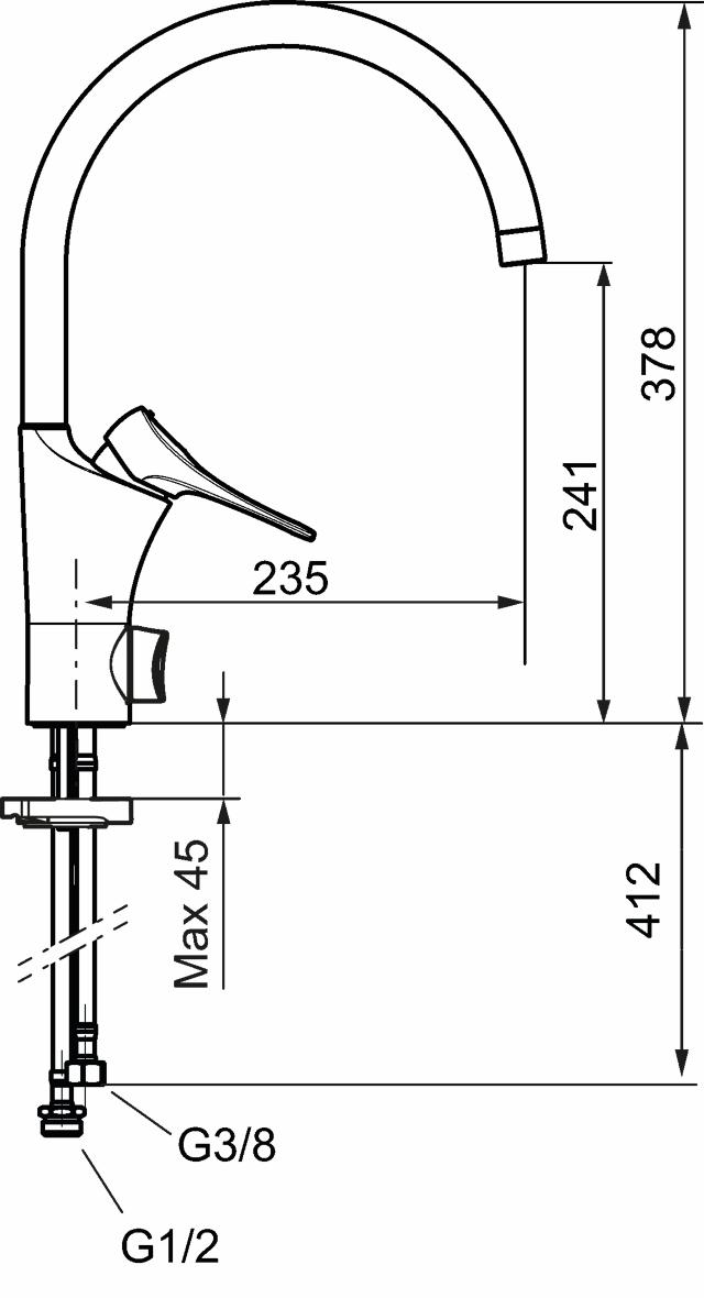 FMM 8601 9000XE köksblandare, 1-grepp, med dm-avst, C-pip