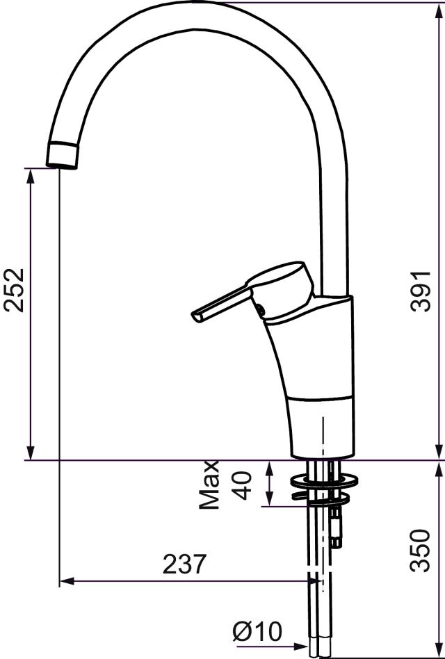 Mora MMIX 732100 köksblandare utan dm-avst, hög pip, blyfri