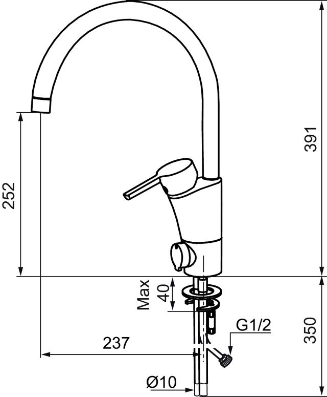 Mora MMIX 732150 köksblandare med dm-avst, hög pip, blyfri