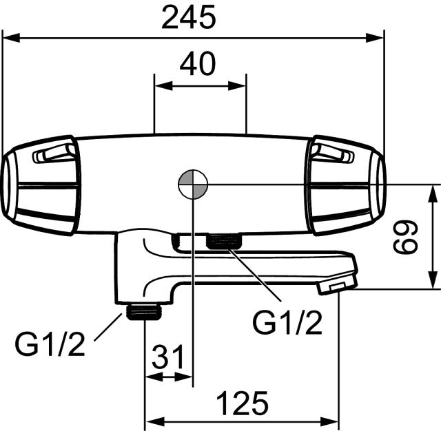 FMM 8240-1000 badkarsblandare 9000E, 40 c/c, anslutning nedåt