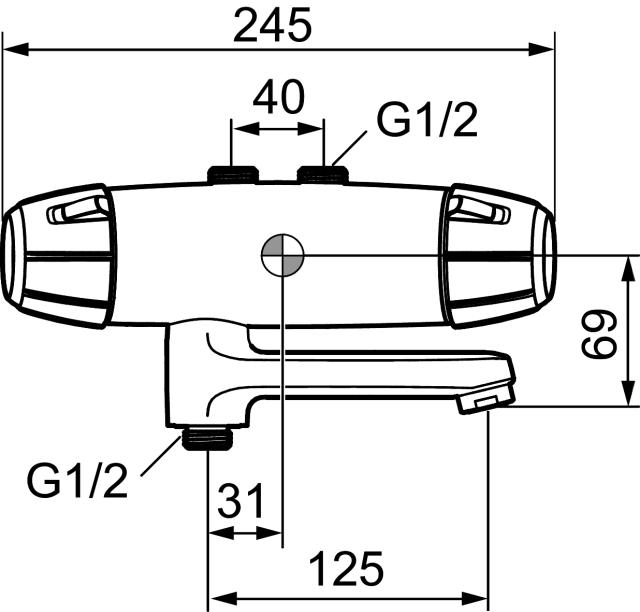 FMM 8245-1000 badkarsblandare 9000E, 40 c/c, anslutning uppåt