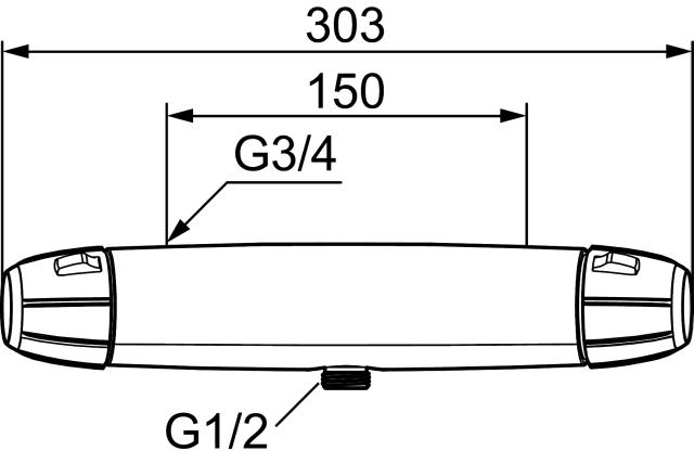 FMM 8210-2500 duschblandare 9000E II, 150 c/c, utlopp nedåt