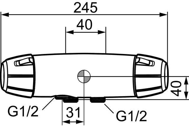 FMM 8250 9000E duschblandare 40 c/c, utlopp/inlopp nedåt