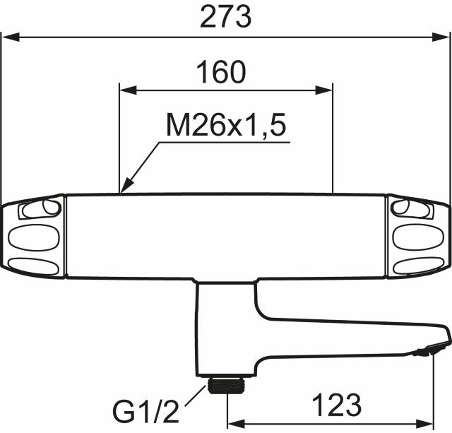 FMM 8690 9000XE badkarsblandare 160 c/c, utlopp ner