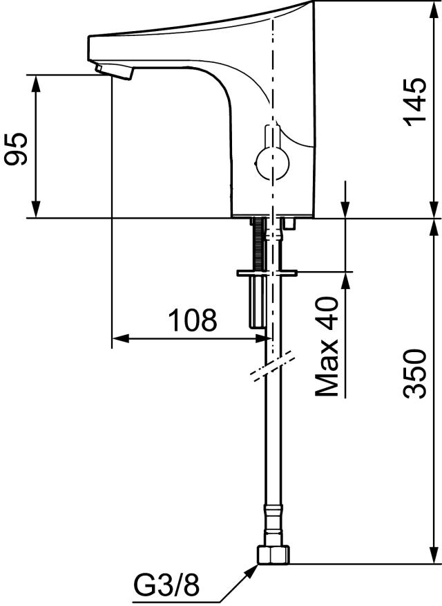 FMM 1641 9000E tvättställsblandare Tronic, beröringsfri