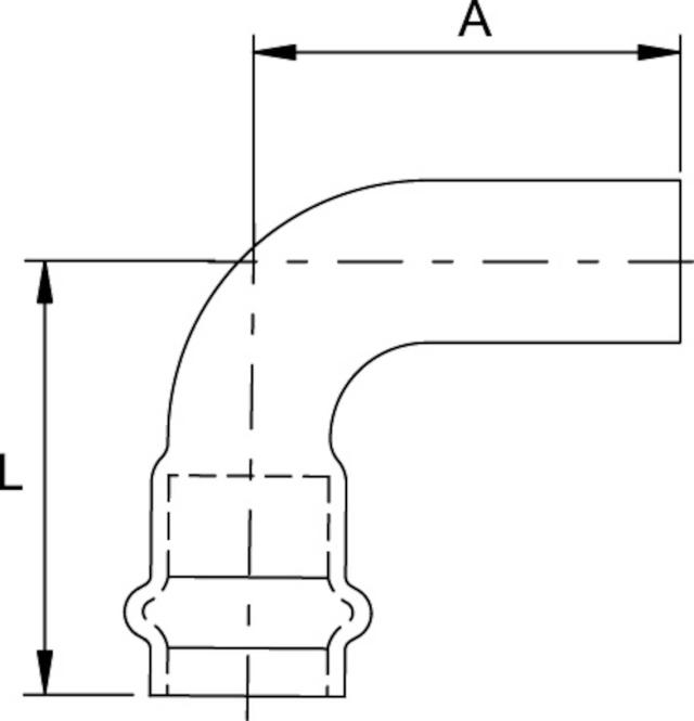 CB B-press förkromad böj 12, 90° 1 muff