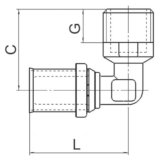 LK presskoppling vinkel 90° A32XR25 muff x utv.g.