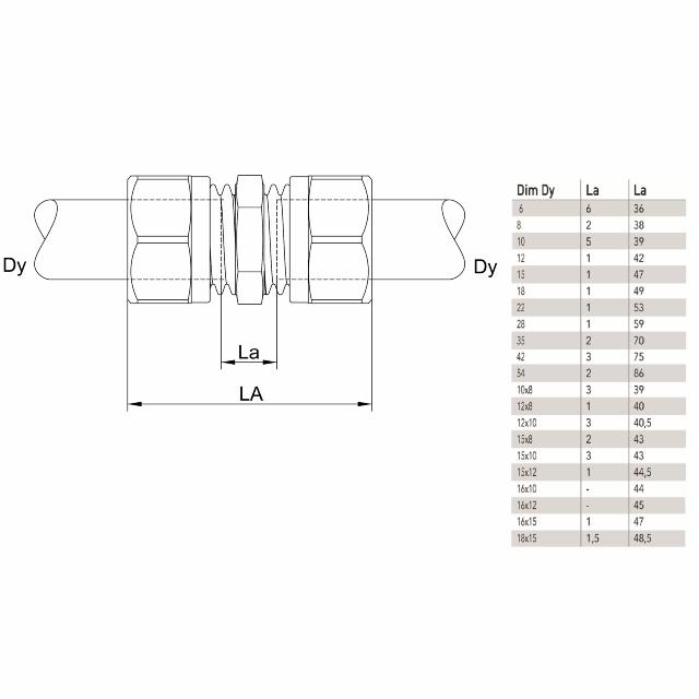 Vatette 1130 rak koppling 10 cu x cu