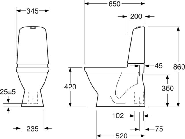 GBG Nautic 1500 WC-stol Hygienic Flush SC/QR