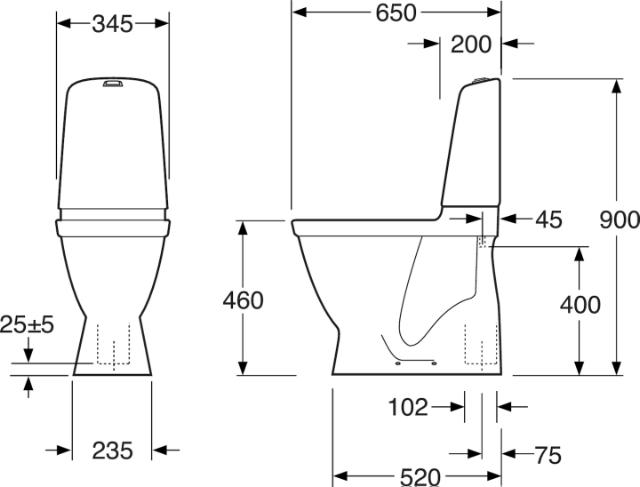 GBG Nautic 1546 WC-stol Hygienic Flush 2/4 l, S-lås