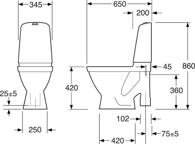 GBG Nautic 1591 WC-stol Hygienic Flush 2/4 l,  ROT