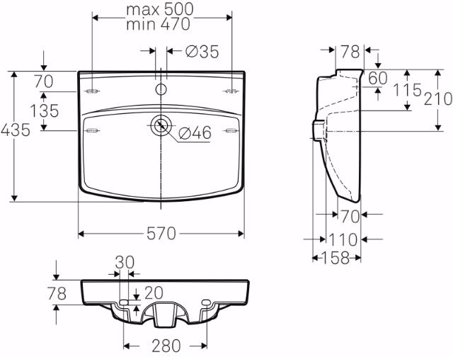 Ifö Spira tvättställ 570X430mm